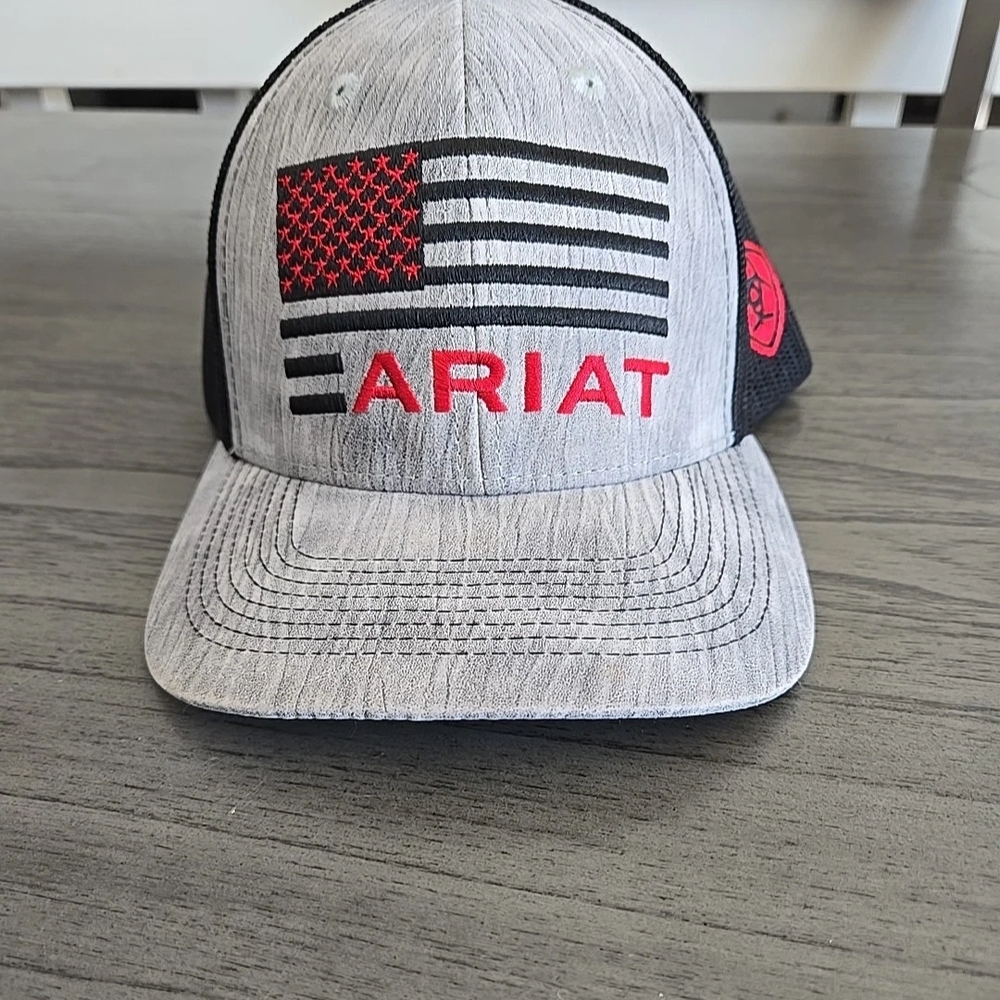 Ariat Black Mesh Snapback Hat with White Logo